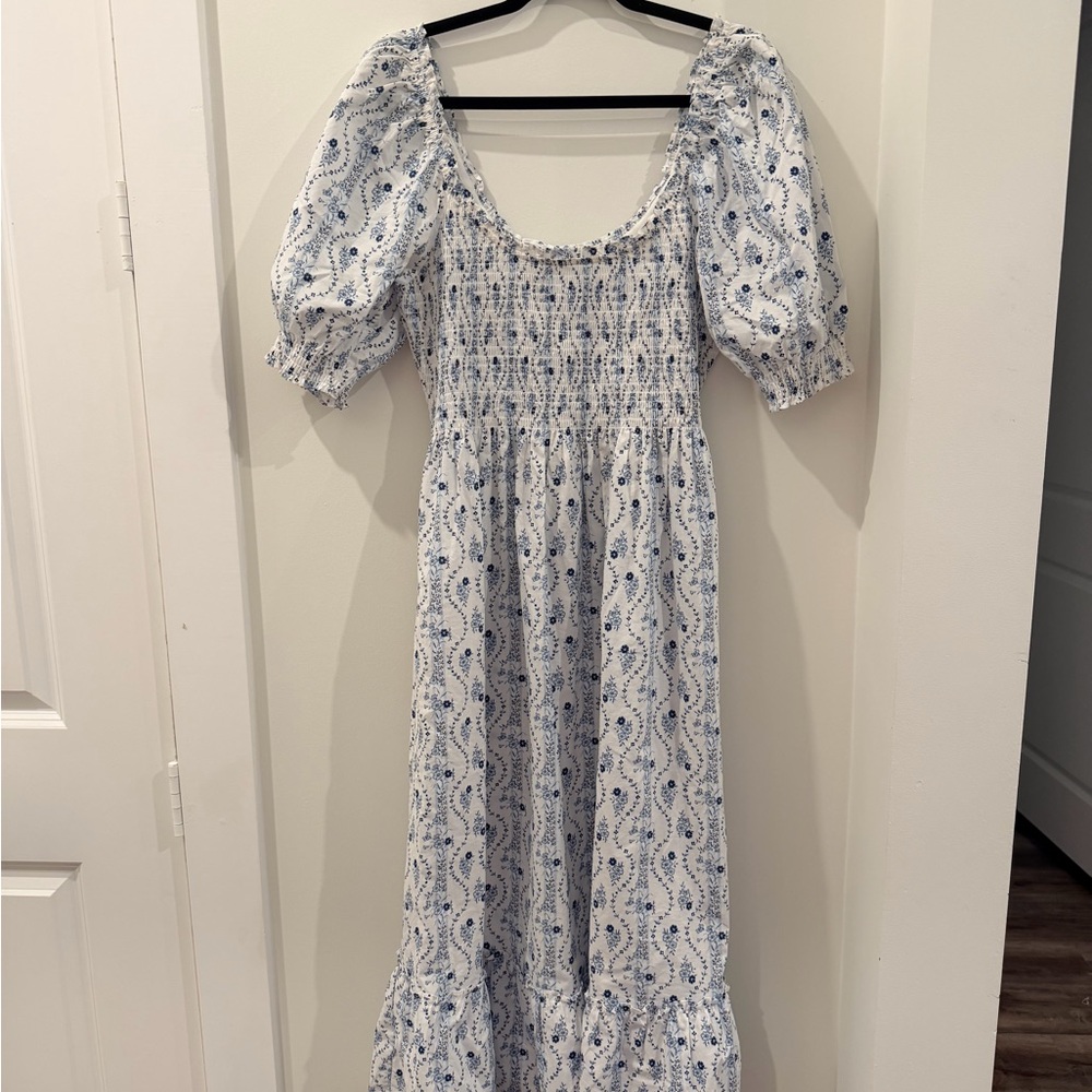 Hill House Home Louisa Nap Dress Blue Vine Stripe